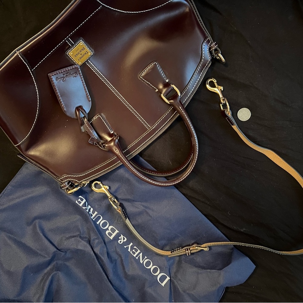 Dooney and Burke Leather Domed Satchel in rich Mahogany. Excellent condition